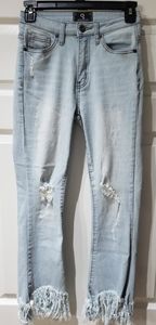 Insane Gene Straight Ankle Cropped Jeans Heavy Frayed Hem